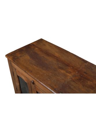 Presklená skriňa z teakového dreva, 128x44x60cm