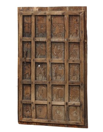 Drevený panel z teakového dreva, staré dvere, 85x5x142cm