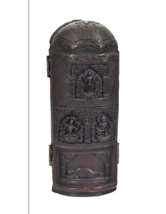 Budha, cestovný oltár, červeno hnedý, živica, 21cm