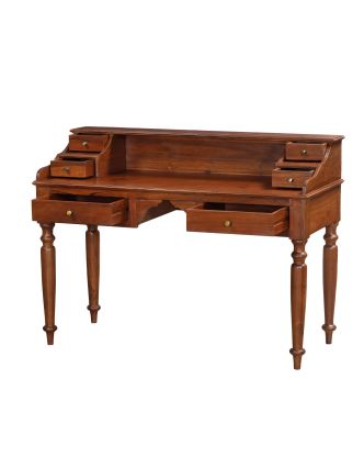Písací stôl z teakového dreva so šuplíkmi, 140x60x104cm