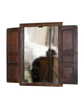 Okno so zrkadlom z teakového dreva s okenicou, 86x4x120cm