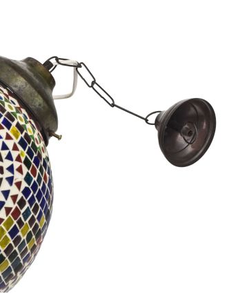 Sklenená mozaiková lampa, multifarebná, priemer 27cm, výška 36cm