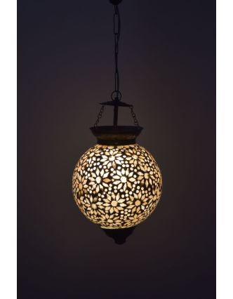 Sklenená mozaiková lampa, multifarebná, priemer 21cm, výška 28cm