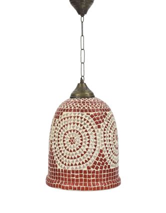 Sklenená mozaiková lampa, červená, ručná práca, priemer 24cm, výška 33cm