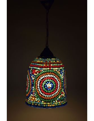 Sklenená mozaiková lampa, multifarebná, ručná práca, priemer 24cm, výška 33cm