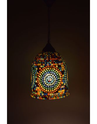 Sklenená mozaiková lampa, multifarebná, ručná práca, priemer 24cm, výška 33cm