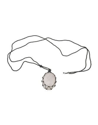 Macramé náhrdelník s mesačným kameňom na sťahovacej šnúrke, obvod až 78cm