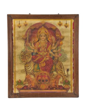 Starý obraz v teakovom ráme, Durga, 56x2x66cm