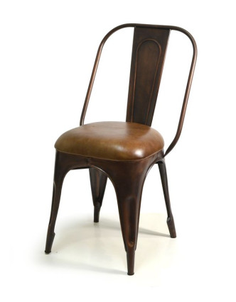 Kovová stolička s koženým čalúnením, 48x53x94cm