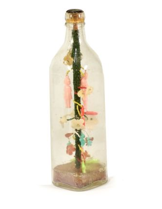 Antik sklenená fľaša so stromom života, 7x7x26cm