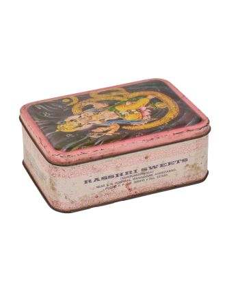 Starožitná plechová krabička "RASSHRI SWEETS", 18x13x7cm