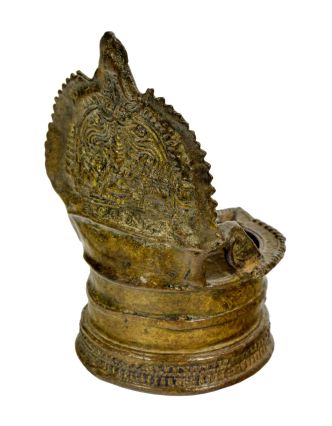 Mosadzná olejová lampa, tribal art, 10x11x14cm