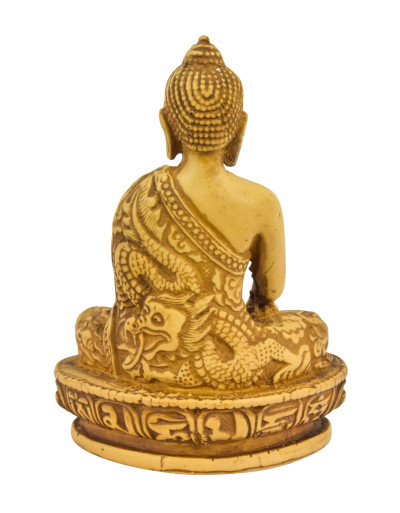 Budha sediaci, svetlý, antik patina, 11x7x15cm