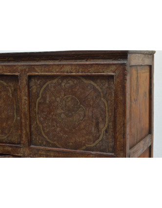 Ručne maľovaná drevená antik komoda z Tibetu, 156x42x96cm