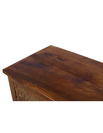 Šuplíková komoda z mangového dreva, rečné rezby, 64x44x95cm