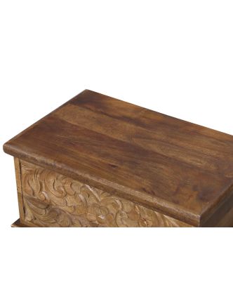 Truhla z mangového dreva, ručne vyrezávaná, 58x34x36cm