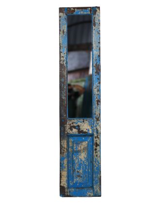 Zrkadlo v ráme z teakového dreva, vyrobené zo starých dverí, 42x4x192cm