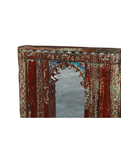 Zrkadlo v starom ráme z teakového dreva, ručne vyrezávanom, 63x8x51cm