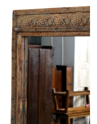Zrkadlo v ráme z teakového dreva, ručné rezby, 90x9x175cm