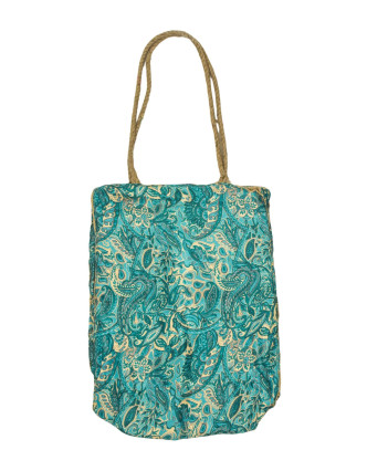Elegantná plážová taška, zeleno-béžová, rozmer 33x13x45 + 32cm ucha
