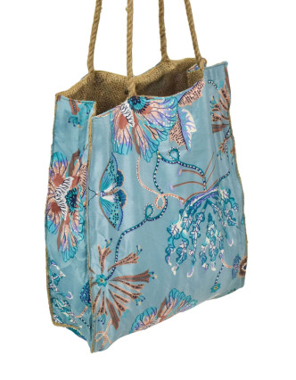 Elegantná plážová taška, modro-hnedá, rozmer 33x13x45 + 32cm ucha