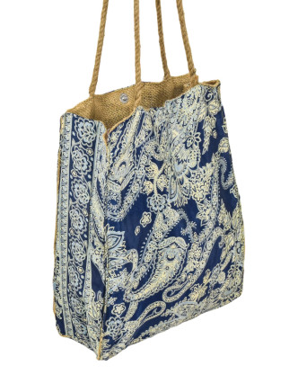 Elegantná plážová taška, modro-béžová, rozmer 33x13x45 + 32cm ucha