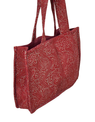 Elegantná plážová taška, červeno-šedá, rozmer 48x13x34 + 34cm ucha