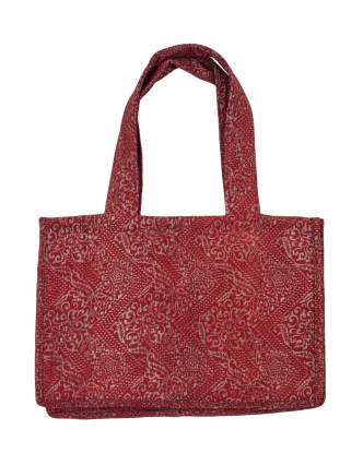Elegantná plážová taška, červeno-šedá, rozmer 48x13x34 + 34cm ucha