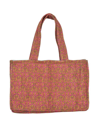 Elegantná plážová taška, ružovo-hnedá, rozmer 48x13x34 + 34cm ucha