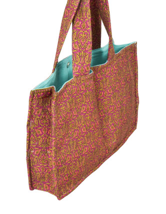 Elegantná plážová taška, ružovo-hnedá, rozmer 48x13x34 + 34cm ucha