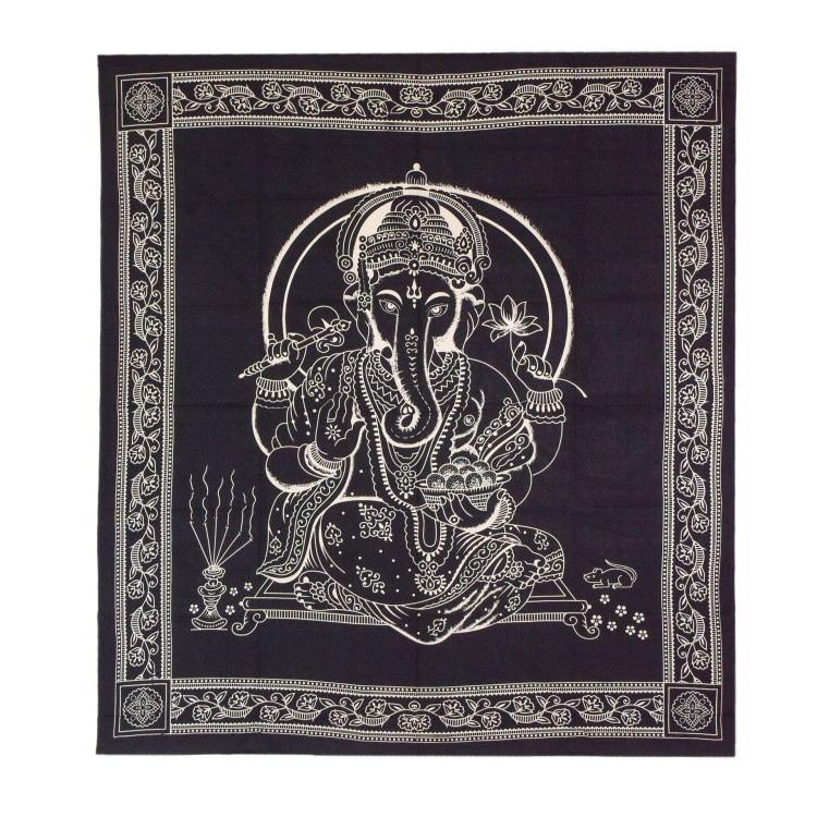 Prikrývka na posteľ, Ganesh, čierno-biely, 210x240cm
