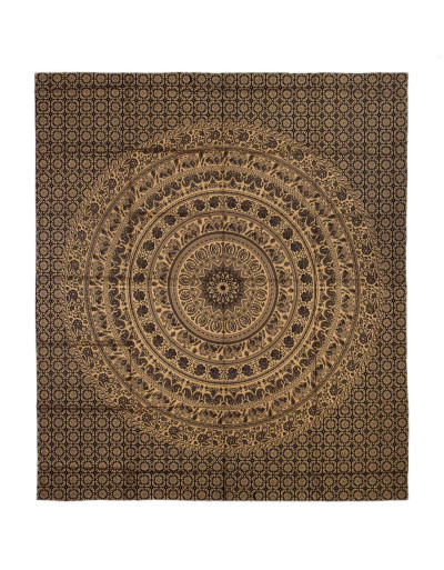 Prikrývka s tlačou, Mandala, čierno-zlatý, 220x200 cm