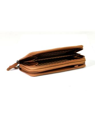 Veľká kožená peňaženka "All owls, vínová, 20x11cm