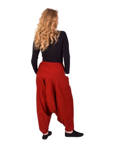 Turecké červené nohavice, unisex, vrecká, šnúrka a guma v páse