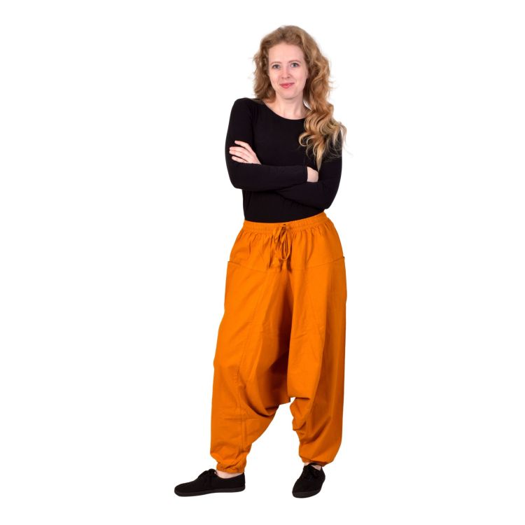 Turecké medovo žlté nohavice, unisex, vrecká, šnúrka a guma v páse