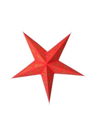 Červený papierový lampión hviezda &quot;Star Star&quot;, pozlátená, 5 cípov, 60cm