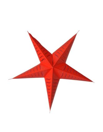 Červený papierový lampión hviezda &quot;Stripes&quot;, prestrihy, 5 cípov, 60cm