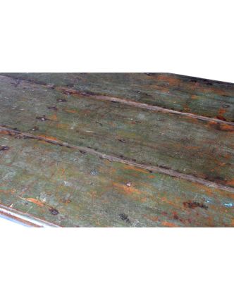 Stôl z antik teakového dreva, zelená patina, 153x86x33cm