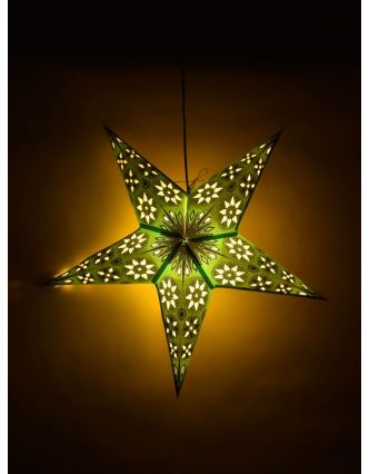 Vianočná hviezda, papierový lampión, zeleno-žltý, päť cípov, 60cm