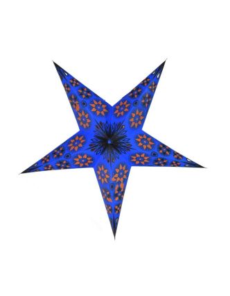 Vianočná hviezda, papierový lampión, modro-oranžový, päť cípov, 60cm