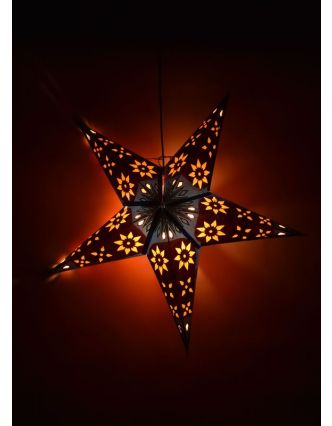 Vianočná hviezda, papierový lampión, modro-oranžový, päť cípov, 60cm