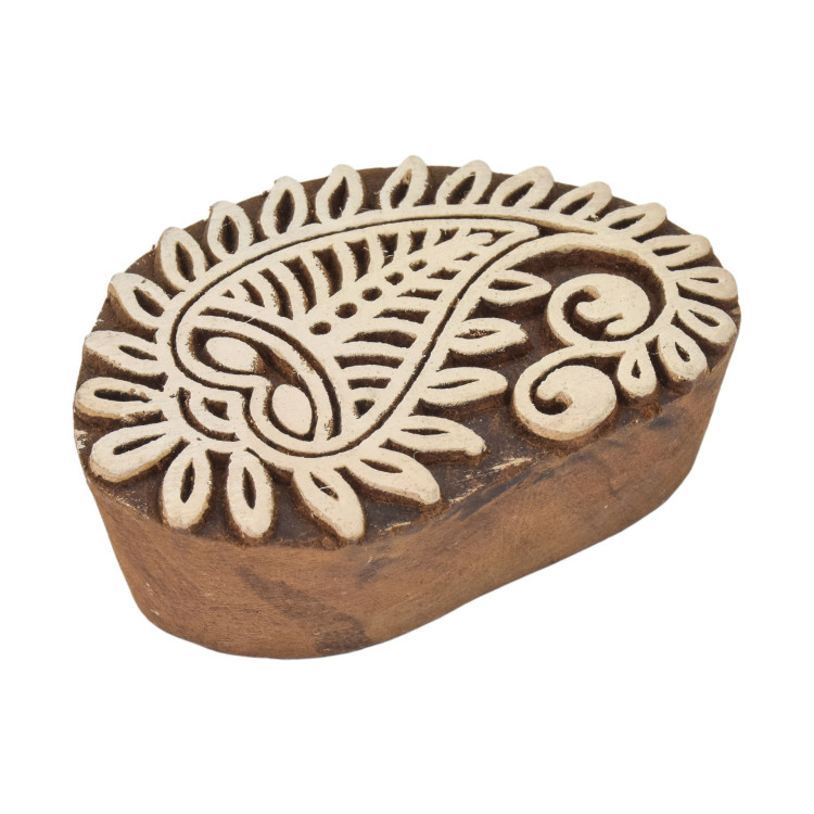 Vyrezávaná pečiatka paisley, palisander, 6x4cm