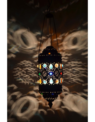 Antik lampa v orientálnom štýle s farebnými kameňmi, ručné práce, cca 20x50cm