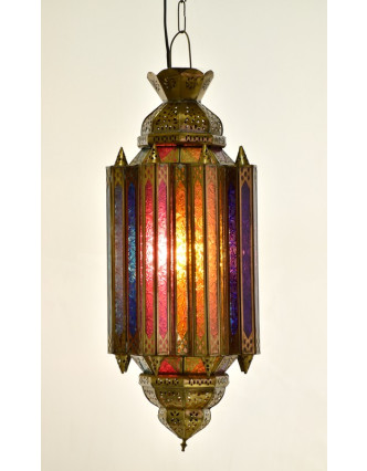 Arabská lampa, multifarebná, mosadz, sklo, ručné práce, 24x24x58cm
