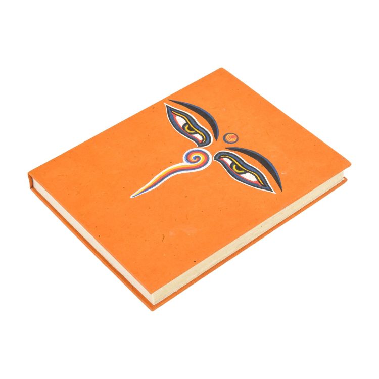 Notes, "Budhove oči", ručný ryžový papier 13x17x2cm, 45 listov, oranžový