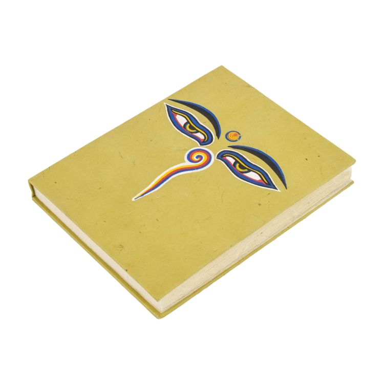 Notes, "Budhove oči", ručný ryžový papier 13x17x2cm, 45 listov, zlatobéžový