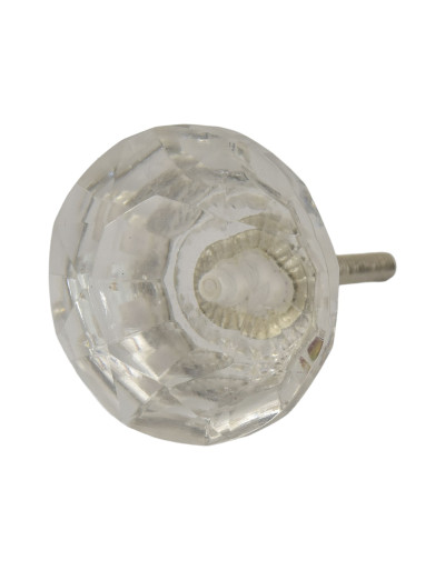 Sklenená úchytka na šuplík, priemer 4cm, kovový závit 4,5cm dlhý