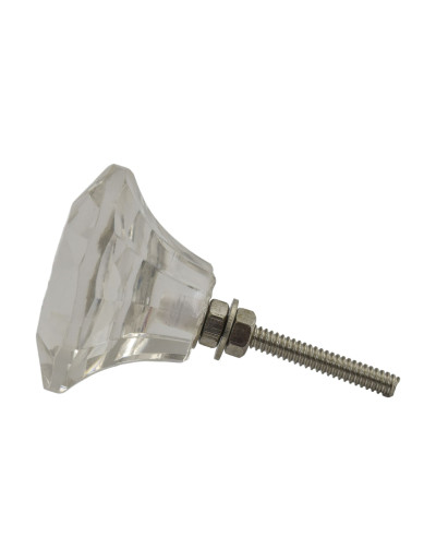 Sklenená úchytka na šuplík, priemer 4cm, kovový závit 4,5cm dlhý