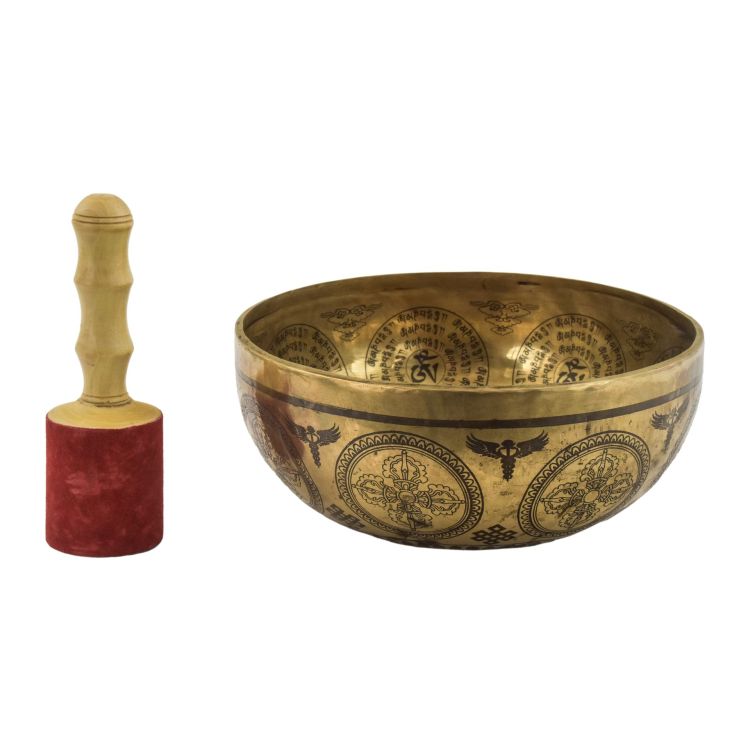 Tibetská misa, "Gulpa", gravírovaná s dizajnom, priemer 25cm