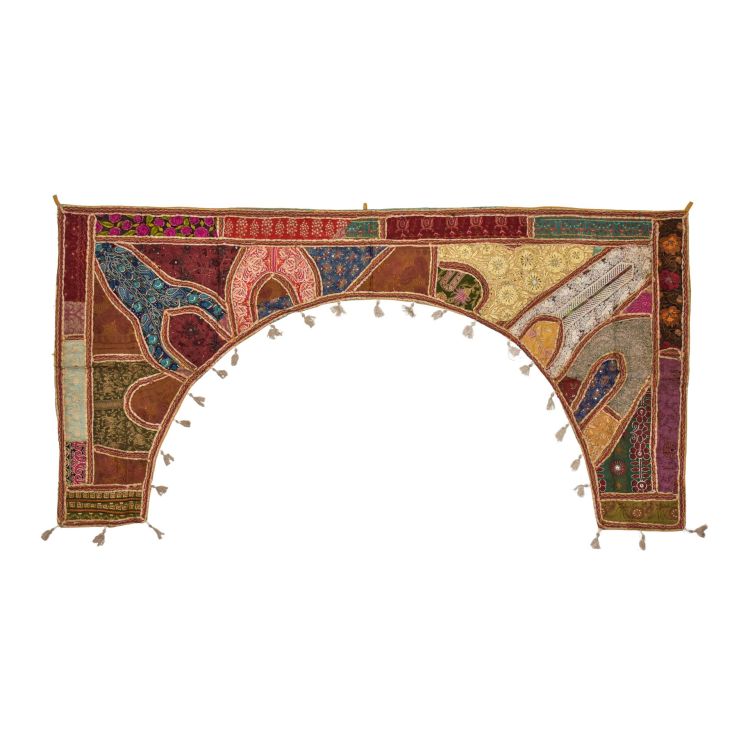 Záves nad dvere oblúk, patchwork, Rajastan, ručná výšivka, 190x96cm